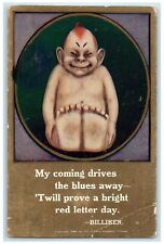 c1910's My Coming Drives The Blues Away Billiken Unposted Antique Postcard picture