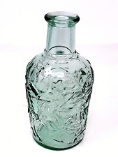 Vintage Sea Green Glass Decanter Canada Maple Leaves 8