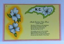 North Carolina NC State Flower Flowering Dogwood Cornus Linen Postcard picture