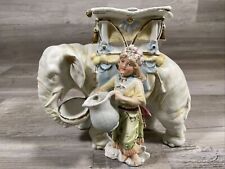Antique German Carl Schneider Bisque Porcelain Elephant Water Girl Planter RARE picture