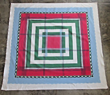 Vintage MCM Mid Century Modern Tablecloth Color Block Square 48x53 Cotton picture