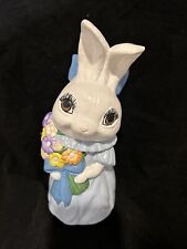 ceramic rabbit bunny Easter vintage decor decoration cute display 9 “ Flowers picture