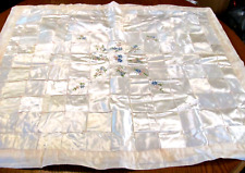Vintage Hand Made Satin Patchwork & Embroidered Baby Quilt picture