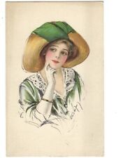 c1910 Beautiful Woman Art Green Hat Artist Signed Ruth Ford Harper Postcard picture