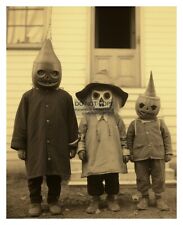 CREEPY VINTAGE CHILDREN HALLOWEEN COSTUMES 1930s 8X10 FANTASY PHOTO picture