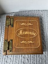 VTG wood PHOTO ALBUM  “Memories” wooden Hinged Cover with inserts picture