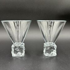 Vintage Di Saronno Melting Ice Cube Base Martini Cocktail Glasses Clear Set Of 2 picture