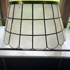 Capiz Shell Lamp Shade 16 X 8 Mother Of Pearl Brass Frame Vintage MCM picture