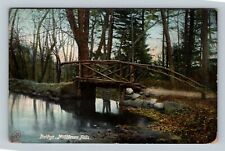 Middlesex Falls, Scenic Log Walking Bridge, Massachusetts c1907 Vintage Postcard picture