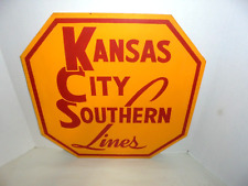 KANSAS C SOUTHERN RAILROAD HAND PAINTED WOODEN SIGN FOR YOUR TRAIN ROOM 20X20 picture