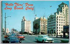 Vtg Long Beach California CA Ocean Boulevard Street View Old Cars 1960s Postcard picture