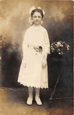 c1910 RPPC Real Photo Postcard Young Girl in White Lace Dress picture
