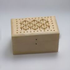 Vintage Soapstone Trinket Box Ivory Handmade Ornate Finite Detail Lid Removes picture