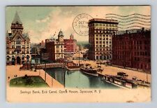 Syracuse NY-New York, Savings Bank, Erie Canal, c1908 Vintage Souvenir Postcard picture
