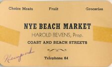 1947 Nye Beach Market, Harold Bevens, Prop. Business Card, Tide Table Newport OR picture
