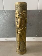 🔥 Superb Antique WWI World War 1 TRENCH ART French Soldier Shell Vase Sculpture picture