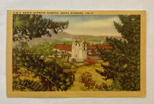 Vintage Linen Postcard, Santa Barbara Mission, Santa Barbara, CA, Unposted picture