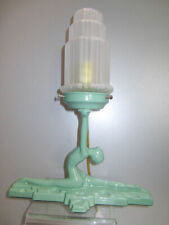 Frankart style NuArt art deco nymph lamp doing a split green metal and glass USA picture