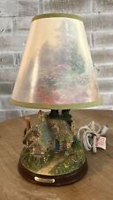 Vintage Everett’s Cottage Thomas Kinkade Lamp  TESTED - Shade Has Defect picture