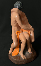 Vintage Nude Lovers Embrace Kissing Chalkware Statue picture