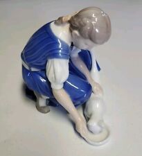 Bing & Grondahl B&G Copenhagen Denmark Porcelain Woman Feeding Cat #1745 picture