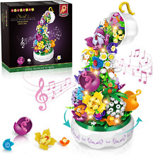Flowers Music Box Building Block Kit with Light- 571PCS Mother'S Day Decoration picture