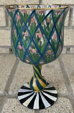 Vintage Mackenzie Childs Wine Glass Circus Tulip 6 3/4” Tall Hand Painted picture