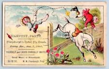 1885 FLY CREEK NEW YORK FLANSBURGH'S HOTEL HARVEST PARTY VICTORIAN TRADE CARD picture