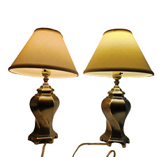 Pair of Vintage Brass Tone Metal Lamps and Shades--working condition picture
