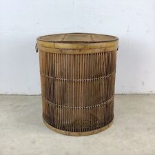 Vintage Coastal Pencil Reed Basket With Lid picture