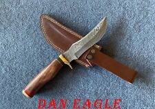 9.75 inch Damascus Steel Hunting Knife Brass Guard & Walnut Handle with Sheath picture