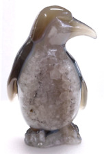 6.1 '' Natural Agate Geode Crystal Carved penguin sculpture  , Home Decoration picture