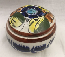 Mexico Pottery Hand Painted Covered Jar Bowl 3.5