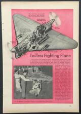 John D. McKellar Flying Wing 1940 concept pictorial “Tailless Fighting Plane” picture