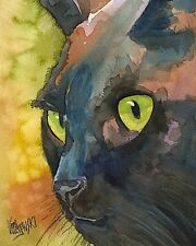 Black Cat Art Print from Painting | Cat Gifts | Poster, Print, Home Decor 8x10 picture