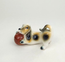 Vintage Ceramic Norleans Bassett Hound Dog with Ball Figurine Japan 3.5
