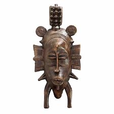 African Senufo Wood Carved Vintage Tribal Face Mask Art 13 Inch picture