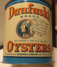 vintage tin oyster tin-Daufuski Brand  L P Maggioni  Savannah,Ga pic Indian picture