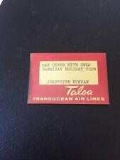 1950's Taloa Transocean Air Lines Paper Vintage Name Badge Rare Hawaii Hawaiian picture