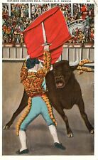 Vintage Postcard View of Matador Enraging Bull Tijuana Baja Calif. Mexico MX picture