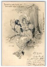 1909 Fair Cupid Fantasy Love Music In The Heart Woman Tuck's Antique Postcard picture
