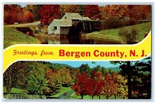 c1960 Greetings From Bergen Banner County New Jersey NJ Vintage Antique Postcard picture