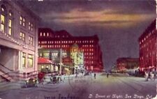 D. STREET AT NIGHT. SAN DIEGO, CA 1910 picture