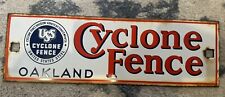 Vintage OUTDOOR OAKLAND CA. Cyclone Fence Porcelain Advertising Sign ORIGINAL picture