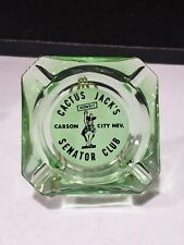 CACTUS JACK'S SENATOR CLUB NEVADA Green Depression Glass Advertising Ashtray picture