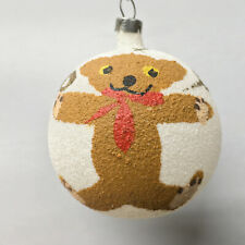 Vtg Hand Blown Hand Painted Teddy Bear Christmas Ornament, Czechoslavakia  picture