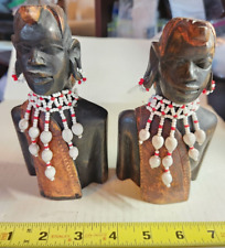 Kenyan Masai Warrior Wood Carved Busts 6