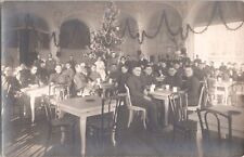 Rppc WWI US Soldiers Christmas Celebration Dinner Christmas Tree France *3 picture