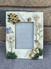 Vintage Art Deco Picture Frame Ivory Floral Butterfly Letters Squared F47 picture