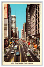 Chicago IL Illinois State Street Looking North Aerial View Chrome Postcard picture